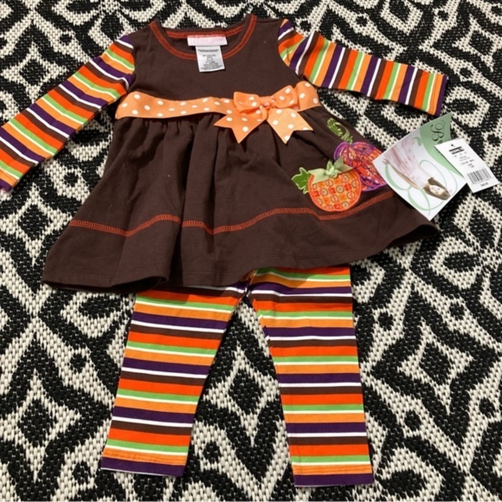 BonnieJean long sleeve legging set fall colors NWT size 12 months